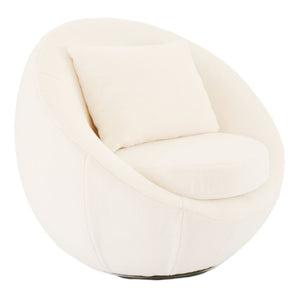 VIG Furniture Gypsum Modern White Swivel Accent Chair With Plush Cushioning, 360° Swivel Base, Sturdy 440 Lb Capacity VGMFOC-284-WHT-CH