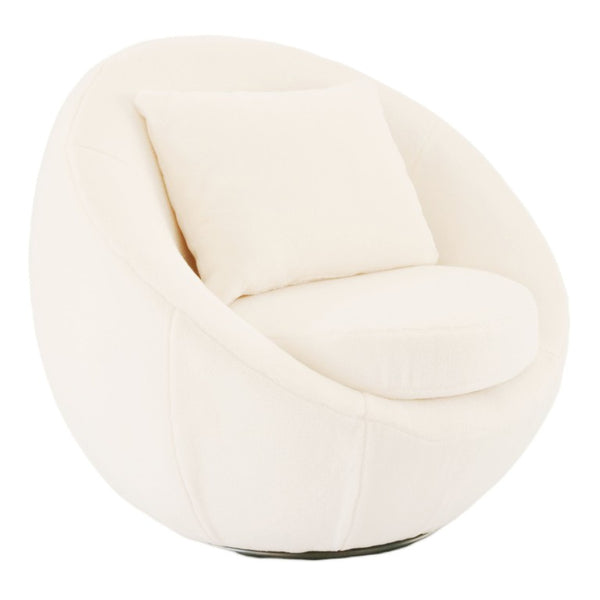 VIG Furniture Gypsum Modern White Swivel Accent Chair With Plush Cushioning, 360° Swivel Base, Sturdy 440 Lb Capacity VGMFOC-284-WHT-CH
