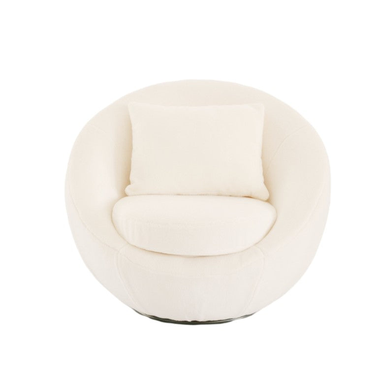 VIG Furniture Gypsum Modern White Swivel Accent Chair With Plush Cushioning, 360° Swivel Base, Sturdy 440 Lb Capacity VGMFOC-284-WHT-CH