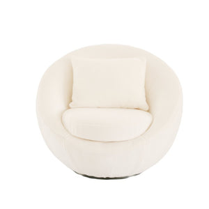 VIG Furniture Gypsum Modern White Swivel Accent Chair With Plush Cushioning, 360° Swivel Base, Sturdy 440 Lb Capacity VGMFOC-284-WHT-CH