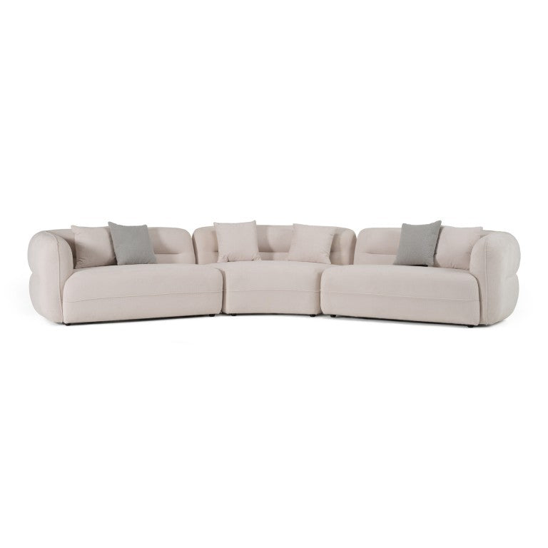 VIG Furniture Nomad Curved Off-White Sectional Sofa For 4 — Modern Sculptural Design, Foam Comfort & 6 Pillows VGAH-FL12-OFF