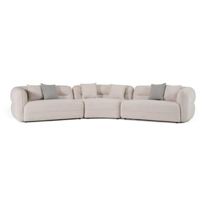 VIG Furniture Nomad Curved Off-White Sectional Sofa For 4 — Modern Sculptural Design, Foam Comfort & 6 Pillows VGAH-FL12-OFF
