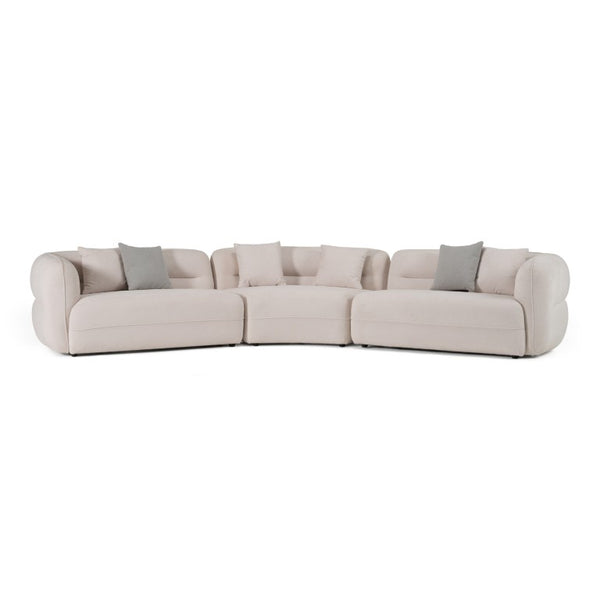 VIG Furniture Nomad Curved Off-White Sectional Sofa For 4 — Modern Sculptural Design, Foam Comfort & 6 Pillows VGAH-FL12-OFF