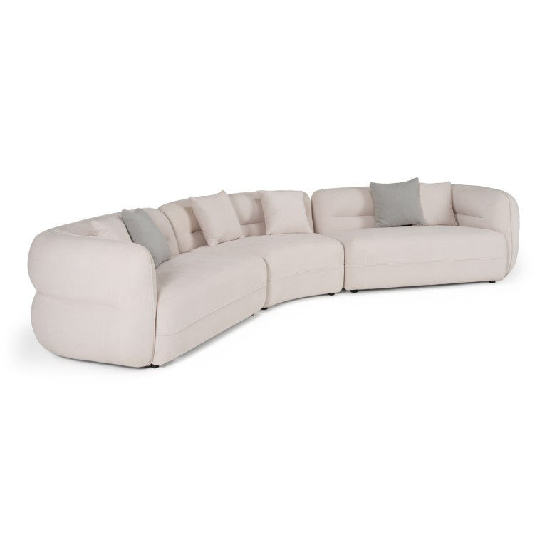 VIG Furniture Nomad Curved Off-White Sectional Sofa For 4 — Modern Sculptural Design, Foam Comfort & 6 Pillows VGAH-FL12-OFF