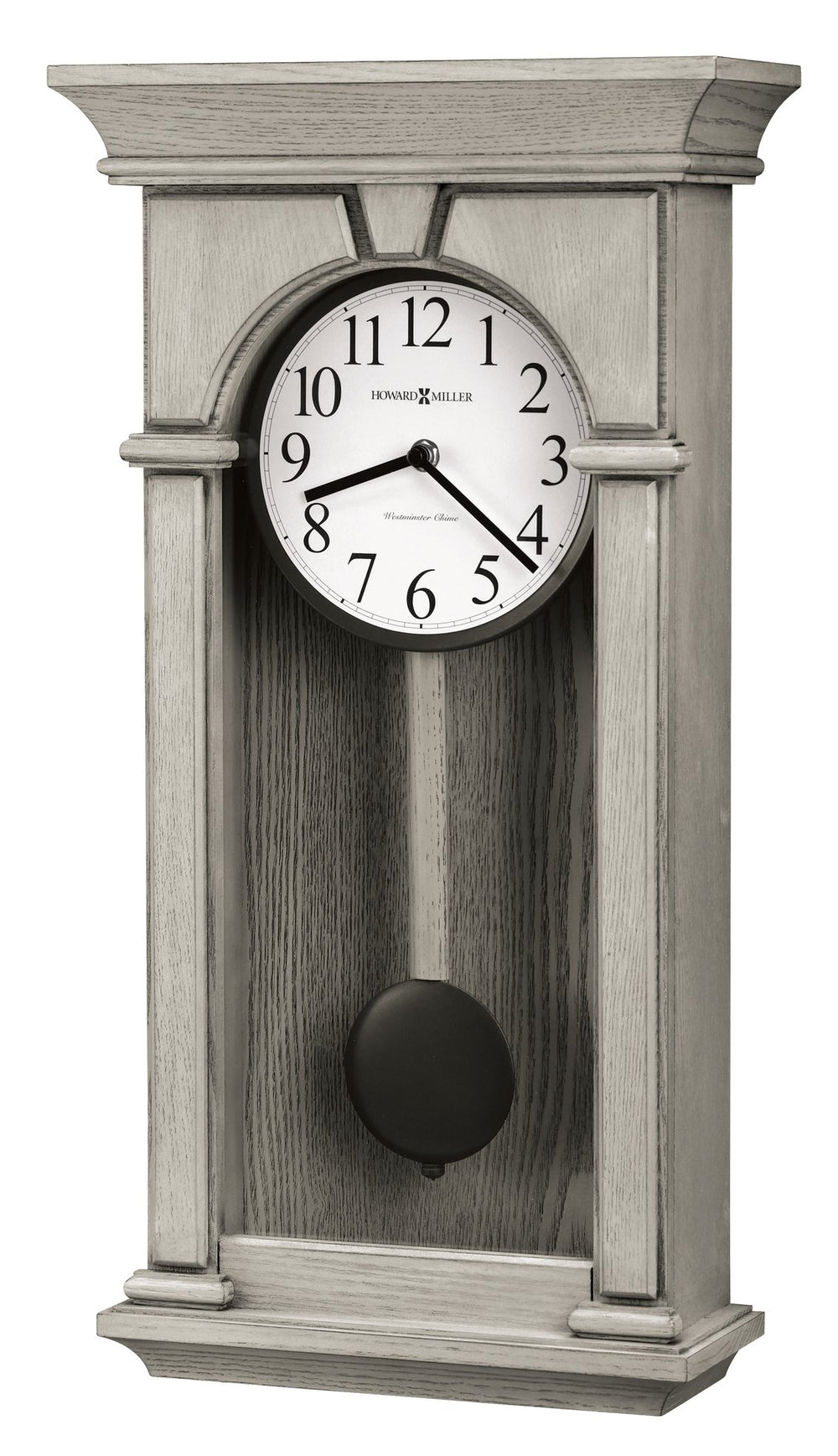Hekman Furniture 625800 Elegant Pendulum Wall Clock With Westminster Chime, Charcoal Finish, And Nighttime Silence  Mira Wall Clock 625800