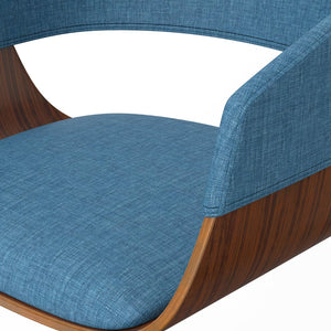 English Elm Lowell Adjustable Swivel Bar Stool - Mid-Century Modern Design In Blue Linen For Kitchen & Bar B136P158831