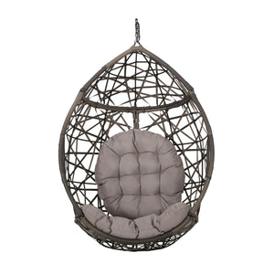 English Elm Marlin Wicker Hanging Egg Chair Teardrop Cocoon Seat for Patio or Sunroom 54672.00BSKGRY-62075.00HNGBLK