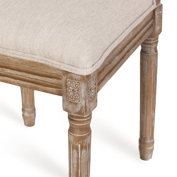 English Elm Dining Chair Set of Two with Cane Back Fluted Legs and Upholstered Seat French Style 71238.00BGENTL