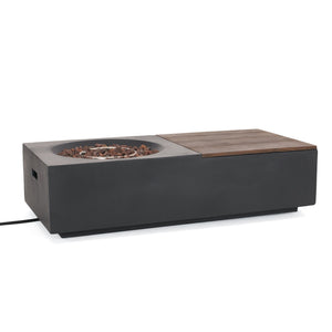 English Elm Outdoor Concrete Propane Fire Pit Table 50000 Btu Patio Coffee Dark Gray 74005.00DGRY-50K