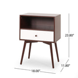 Christopher Knight Home® - Noble House - Burnett Mid-Century Modern Side Table, Brown and White