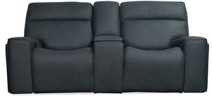 Hooker Furniture Riverton Dual Gliding Console Loveseat With Power Headrests, Lumbar, Hidden Storage & Cupholders SS708-PHLG2C-048