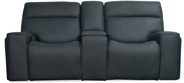 Hooker Furniture Riverton Dual Gliding Console Loveseat With Power Headrests, Lumbar, Hidden Storage & Cupholders SS708-PHLG2C-048