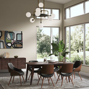 English Elm Malden Bentwood Dining Chair - Distressed Black Vegan Leather, Mid-Century Modern Comfort & Style B136P158902