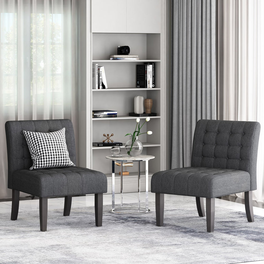 English Elm Accent Slipper Chairs Set of Two Button Tufted Plush Upholstered Living Room Pair 70752.00