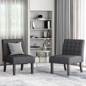 English Elm Accent Slipper Chairs Set of Two Button Tufted Plush Upholstered Living Room Pair 70752.00