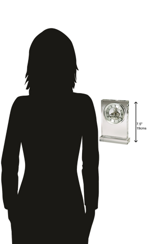 Hekman Furniture 645808 Elegant Crystal Table Clock With Quartz Movement, Polished Skeleton Design & Gift Box  Brighton Tabletop Clock 645808