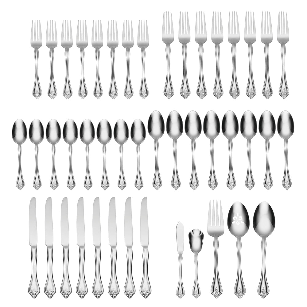 Lenox Oneida Boutonniere 45 Piece Everyday Flatware Set, Service for 8 Metallic, STAINLESS METAL B242045A