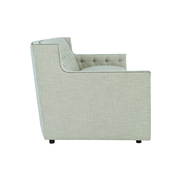 Bernhardt Bernhardt Candace Cream Crescent Sofa 96" — Tufted Back, Nailhead Trim, Curved Silhouette, 4 Pillows (Made-To-Order) B7277C