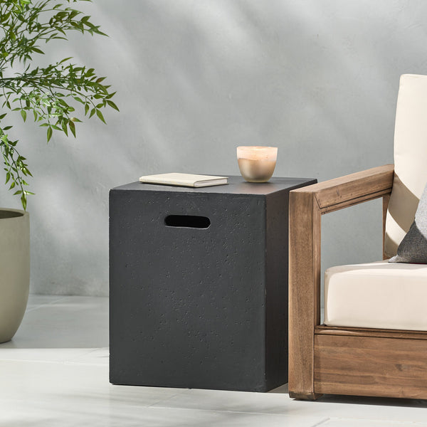 English Elm Mgo Concrete Propane Tank Cover Side Table for Modern and Industrial Interiors 59243.00