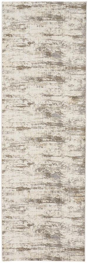Feizy Rugs Parker Abstract Distressed Rug - Contemporary Viscose And Polyester Design For Modern Interiors Ivory,Brown Viscose,Polyester Prk3719fslvbgei68