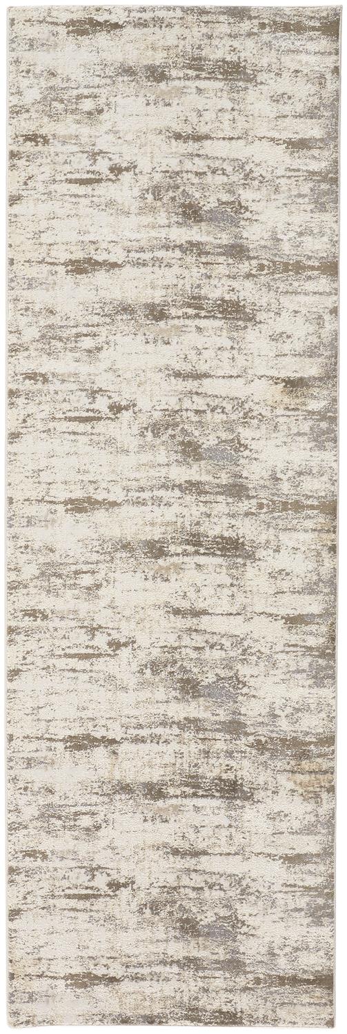 Feizy Rugs Parker Abstract Distressed Rug - Contemporary Viscose And Polyester Design For Modern Interiors Ivory,Brown Viscose,Polyester Prk3719fslvbgei68
