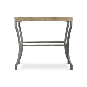 Bernhardt Bernhardt Wire-Brushed Oak Tribeca Side Table With Sculptural Steel Legs, Textured Barlow Finish, Adjustable Glides — Casual-Transitional Accent Piece 333121