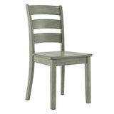 Homelegance By Top-Line Lorren Ladder Back Wood Dining Chairs (Set of 2) Green Rubberwood