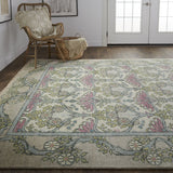 Feizy Rugs Beall Hand-knotted Wool Floral Rug - Elegant Arts And Crafts Style With Modern Color Palette Ivory,Pink,Green Wool Bea6714fgrymltj55