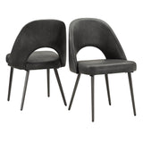 Homelegance By Top-Line Amala Upholstered Dining Chairs (Set of 2) Dark Grey Engineered Wood