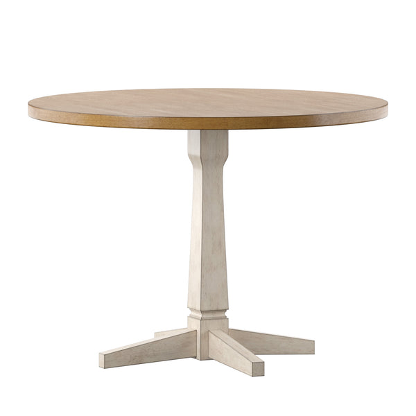 Homelegance By Top-Line Juliette Round Two-Tone Dining Table White Rubberwood