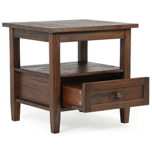 English Elm Warm Shaker Solid Wood 20" End Table With Hidden Storage In Distressed Charcoal For Modern Spaces B136P159702-GIGA