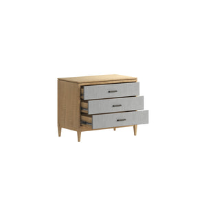 A.R.T. Furniture Loft 3 Drawer Bedside Chest In Figured Maple With Textured Gray Fabric – Stylish And Functional Storage Gray Material(S), Poplar,Rubberwood,Fabric 335148-1911