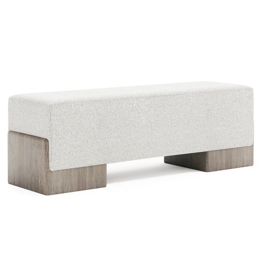 Bernhardt Bernhardt Monolith Bench With Wire-Brushed Oak Base, Deep Upholstered Seat In Rustic Modern Style 343508