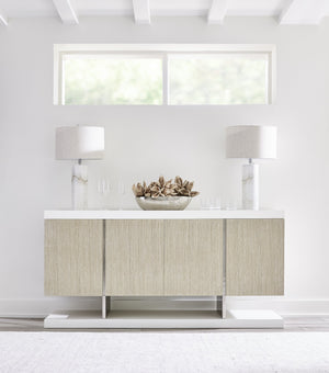 Bernhardt Bernhardt Solaria Sideboard With Shiny Nickel Cast-Aluminum Panels, White Oak Veneer, Soft-Close Doors 310131