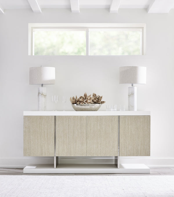 Bernhardt Bernhardt Solaria Sideboard With Shiny Nickel Cast-Aluminum Panels, White Oak Veneer, Soft-Close Doors 310131