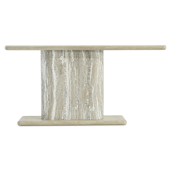Bernhardt Bernhardt Arcadia Console Table With Monolithic Faux-Stone Column And Wire-Brushed Oak Cantilever Top 334914