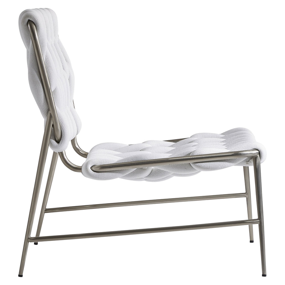 Bernhardt Bernhardt Lido Outdoor Chair With Egret White Filled-Rope Weave, Stainless Frame & Knife-Edge Pillow O4323O
