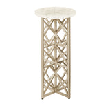 Gypsum Stone-Top Drink Table with Metal Base Silver with Stone and Metal Finish P301592 Pulaski Furniture