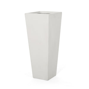 English Elm Ella Handcrafted Cast Stone Outdoor Planter Tapered Architectural Design for Patio 69576.00WHI