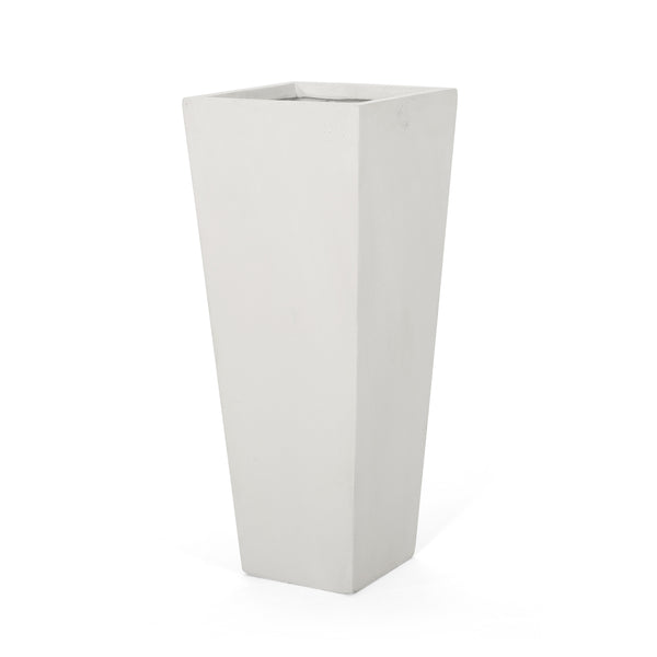 English Elm Ella Handcrafted Cast Stone Outdoor Planter Tapered Architectural Design for Patio 69576.00WHI