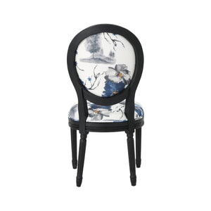 English Elm Christopher Knight Home® - ROUND Round Back Chair Set with French Country Fabric, Floral & Chevron Accents, Rubberwood Legs Blue+Multi 62529.00PRT