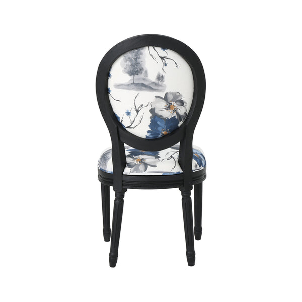 English Elm Christopher Knight Home® - ROUND Round Back Chair Set with French Country Fabric, Floral & Chevron Accents, Rubberwood Legs Blue+Multi 62529.00PRT