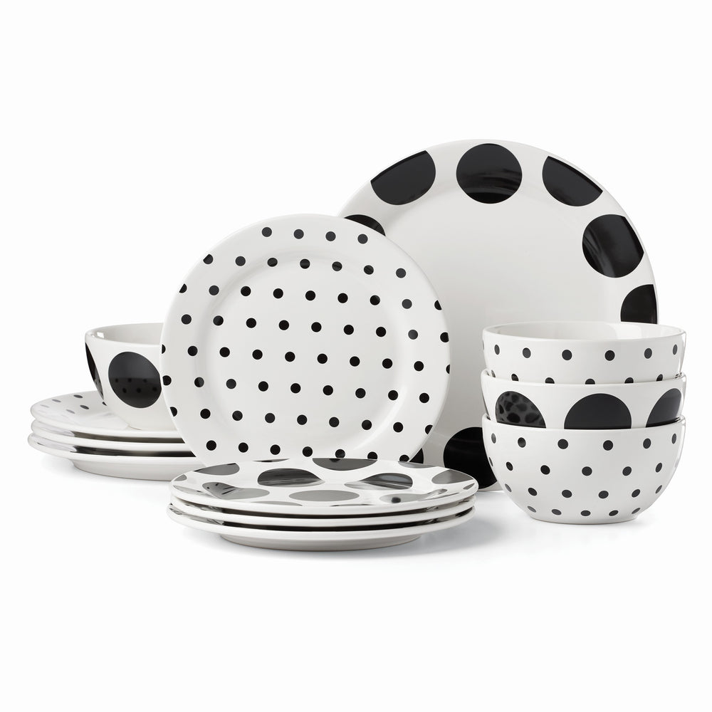 Lenox Kate Spade On The Dot 12-Piece Dinnerware Set White, WHITE STONEWARE 895204
