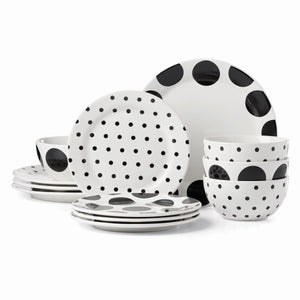 Lenox Kate Spade On The Dot 12-Piece Dinnerware Set White, WHITE STONEWARE 895204