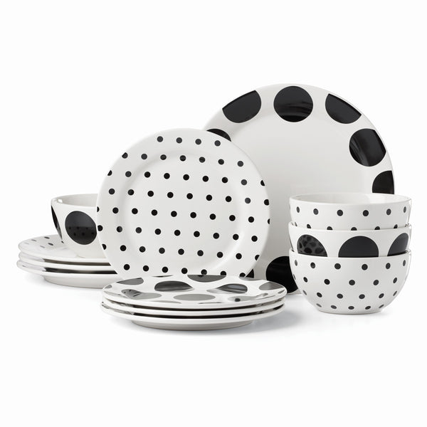 Lenox Kate Spade On The Dot 12-Piece Dinnerware Set White, WHITE STONEWARE 895204