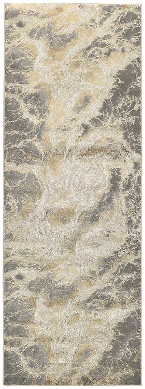 Feizy Rugs Aura Contemporary High-low Pile Abstract Rug In Gold And Champagne - Durable Machine Made Design Ivory,Silver,Gold Polyester,Polypropylene Aur3563fbgegryi71