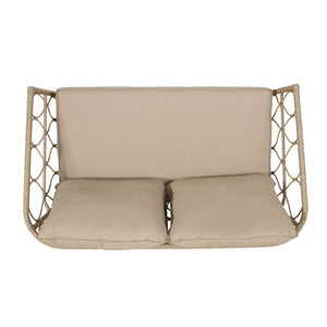 English Elm Christopher Knight Home® - BRUCE Boho Loveseat in Brown PE Rattan with Water-Resistant Cushions, Iron Frame, 600 lb Capacity 70416.00LBRN