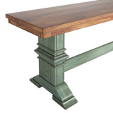 Homelegance By Top-Line Juliette Two-Tone Trestle Leg Wood Dining Bench Green Rubberwood