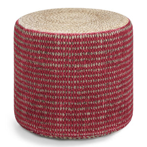 English Elm Larissa Round Braided Pouf — Handcrafted Natural Jute Ottoman, Supportive Seat & Versatile Décor Red B136P159333