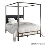 Avianna Black Nickel Canopy Bed with Upholstered Headboard